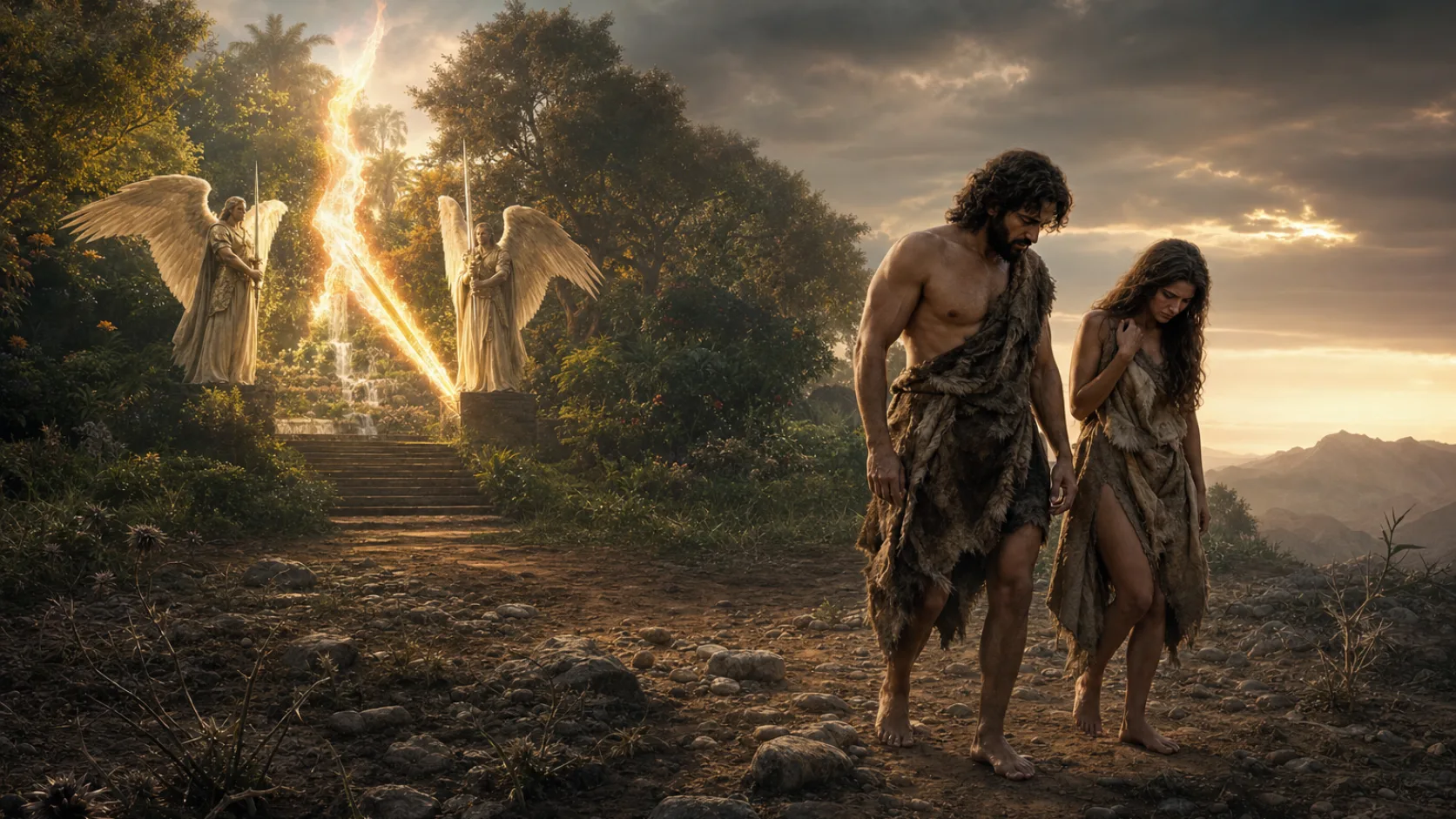 Biblical scene illustrating Genesis chapter 3