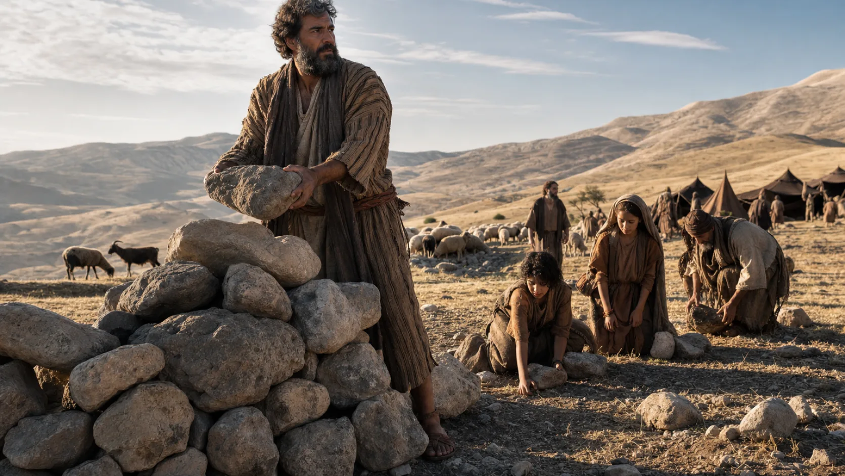Biblical scene illustrating Genesis chapter 31