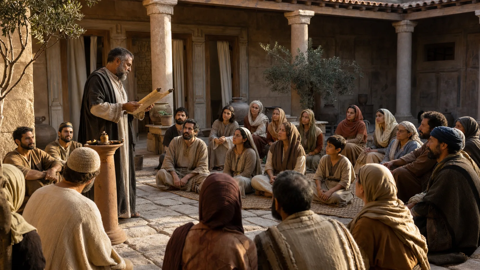 Church in Ephesus in a biblical historical scene