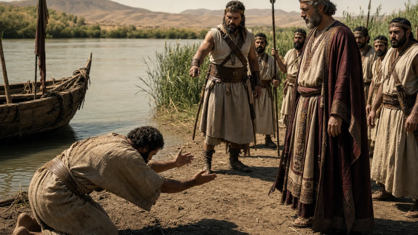 Biblical scene illustrating David Pardons Shimei