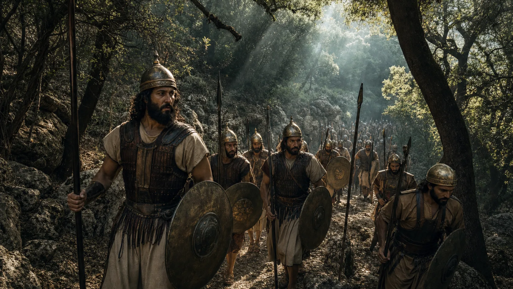 Biblical scene illustrating David's Army Defeats Absalom's Forces