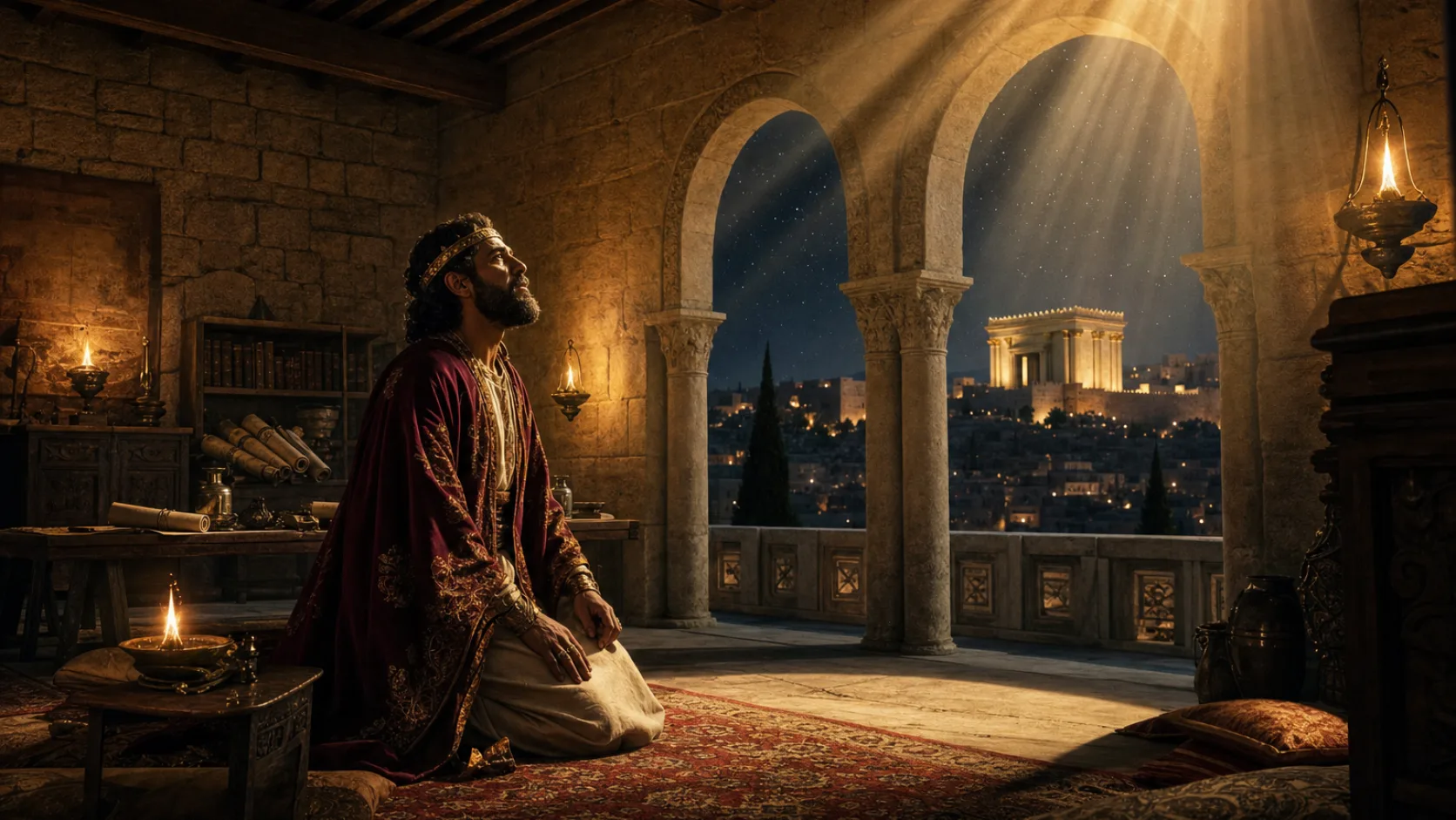 Biblical scene illustrating God Appears to Solomon a Second Time