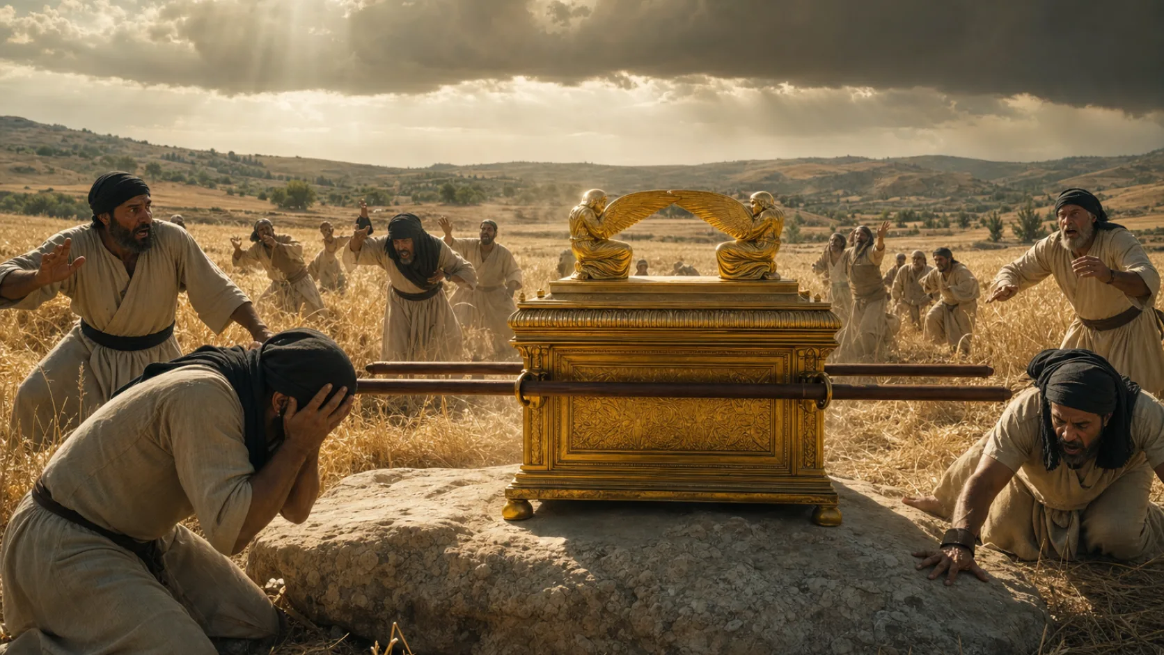 Biblical scene illustrating God Judges the Men of Beth Shemesh