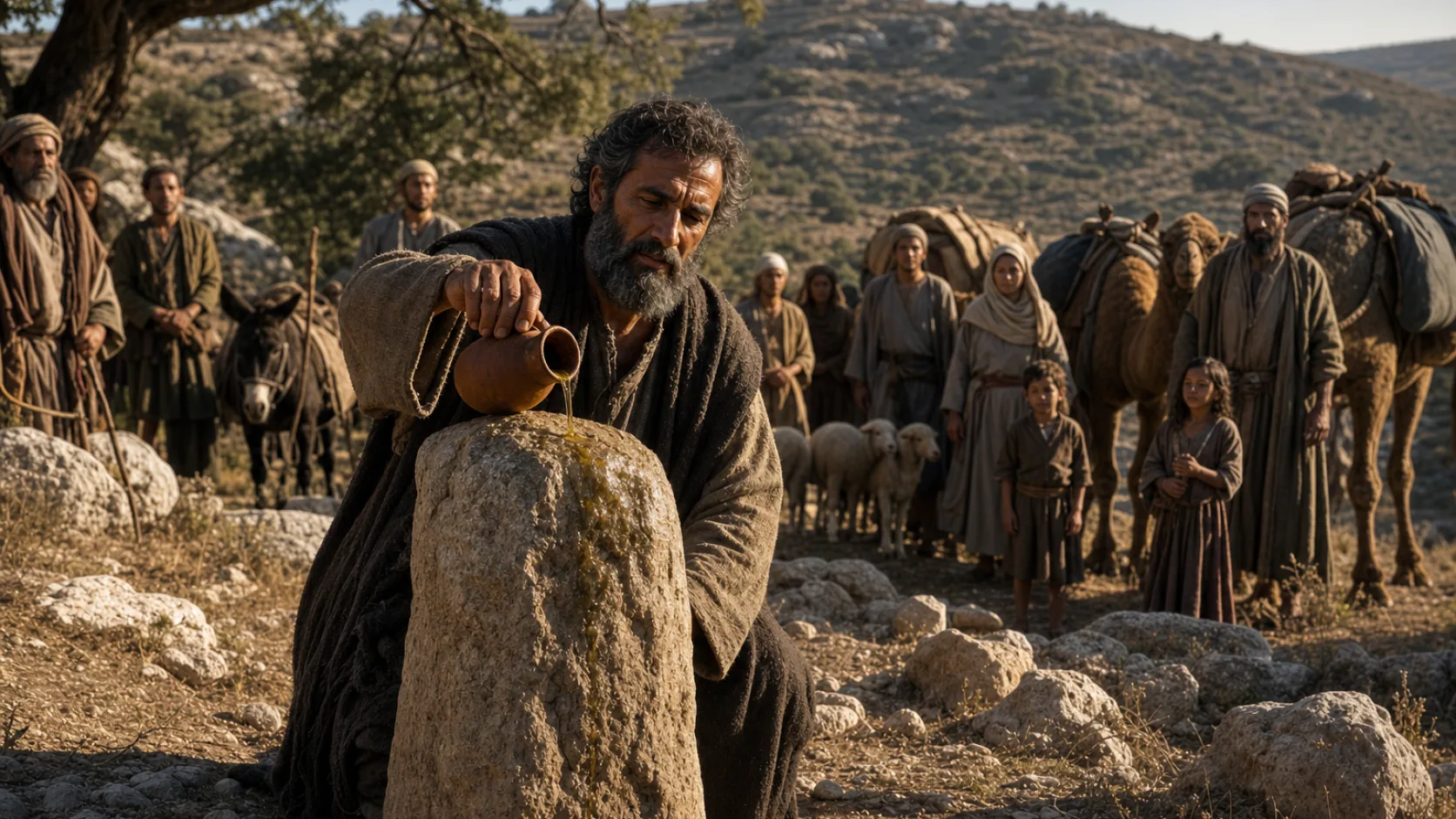 Biblical scene illustrating Jacob Returns to Bethel