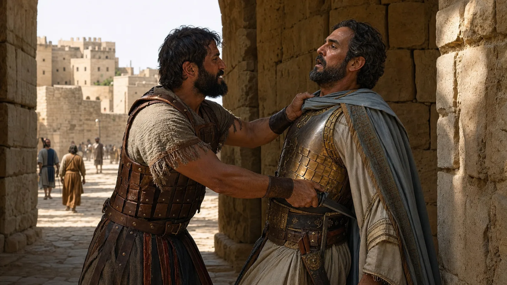 Biblical scene illustrating Joab Murders Abner