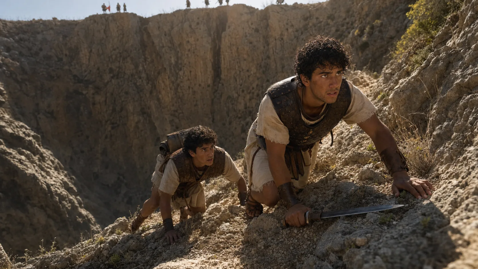Biblical scene illustrating Jonathan Attacks the Philistine Outpost
