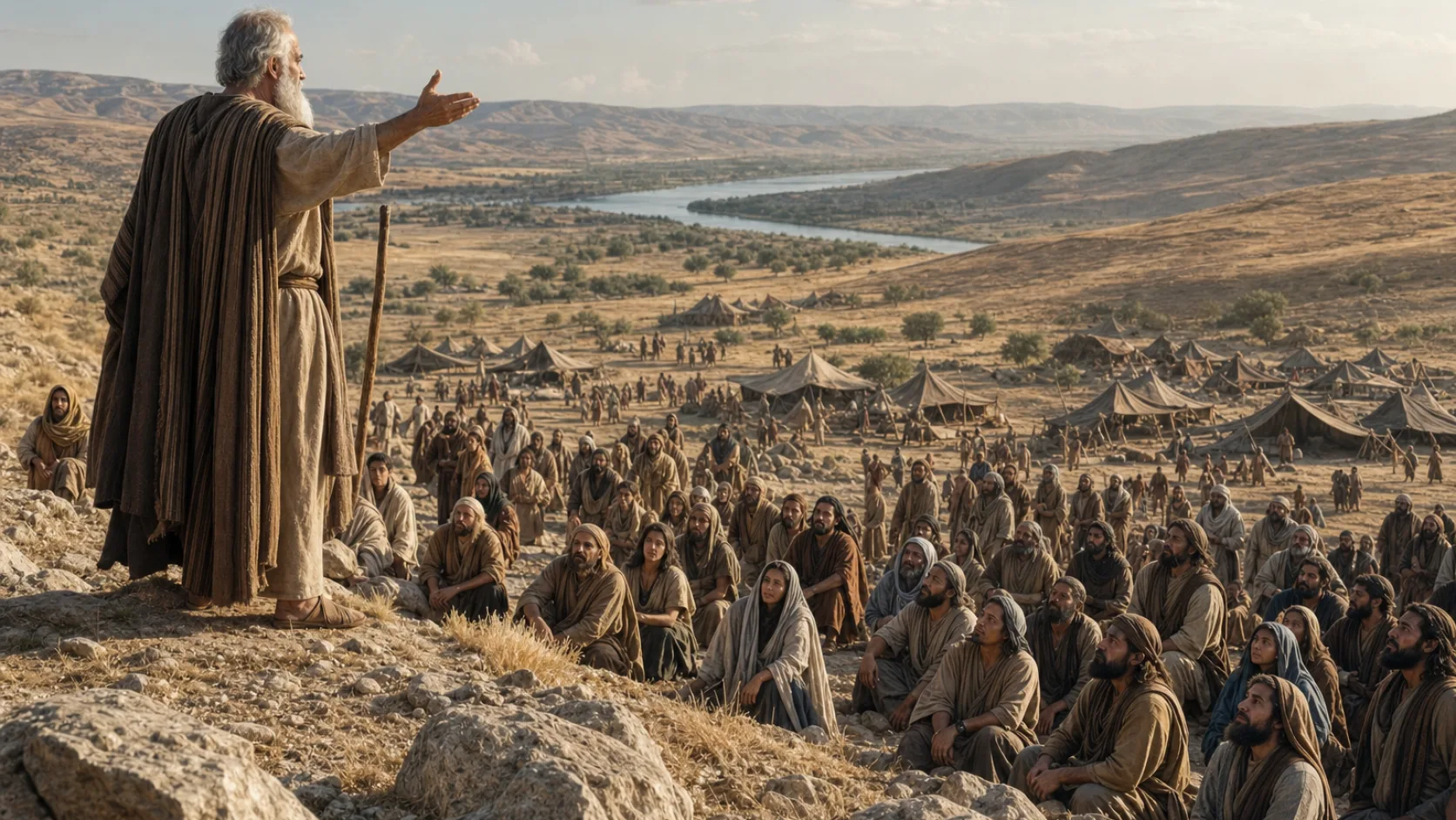 Biblical scene illustrating Moses Foretells a Prophet Like Himself