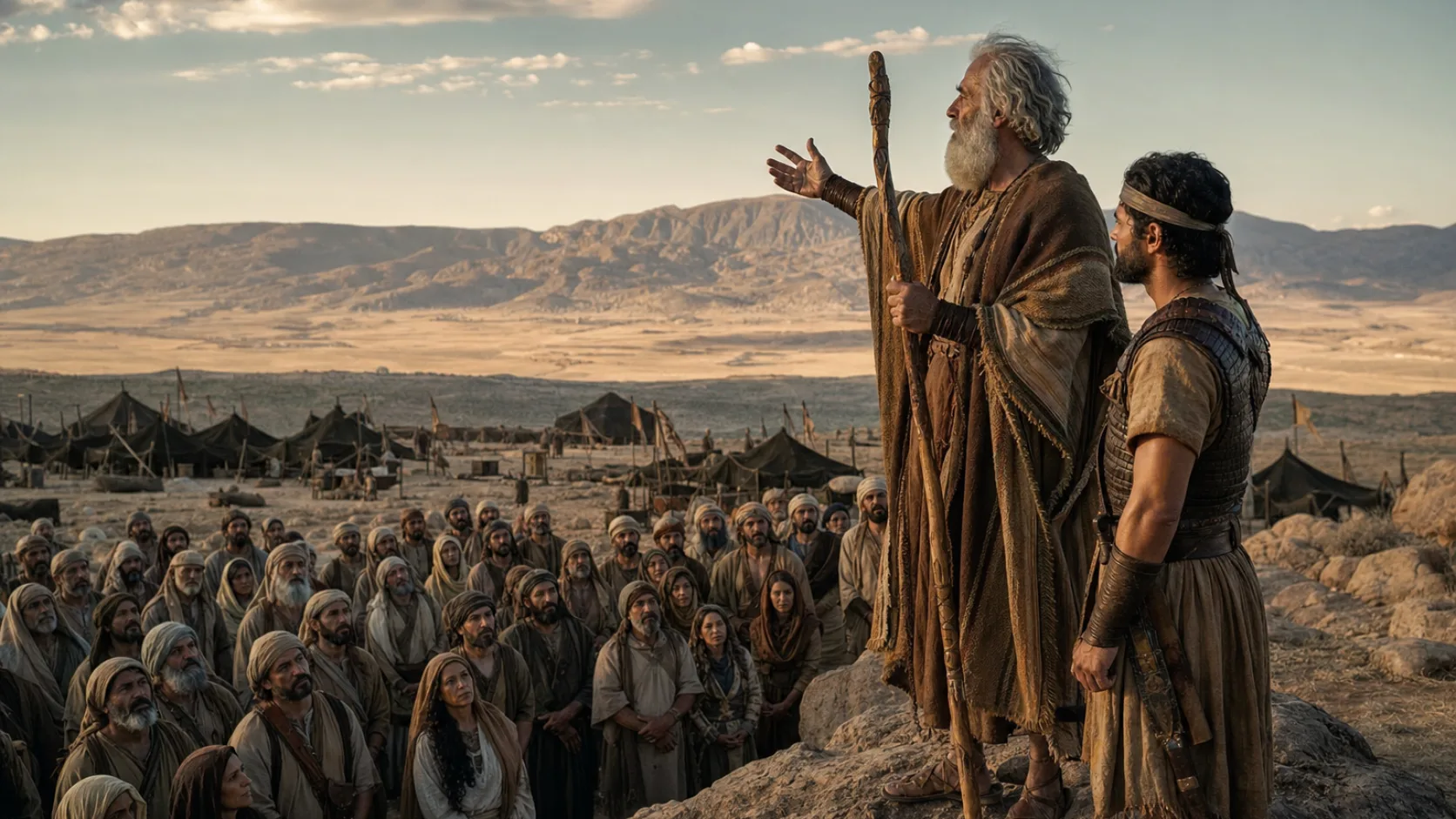 Biblical scene illustrating Moses Recalls the Defeat of King Og