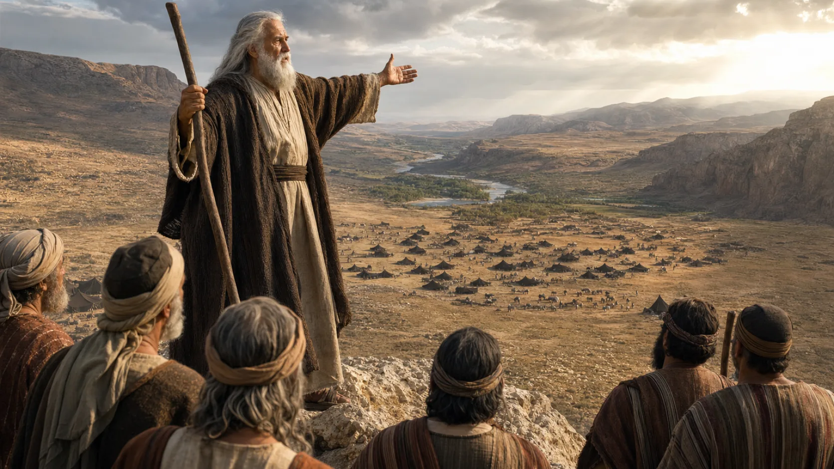 Biblical scene illustrating Moses Recalls the Defeat of King Sihon