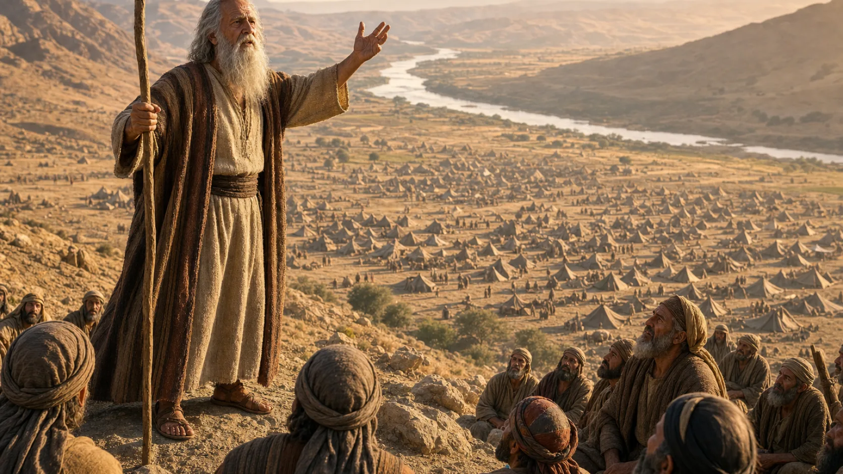 Biblical scene illustrating Moses Warns Israel against Idolatry