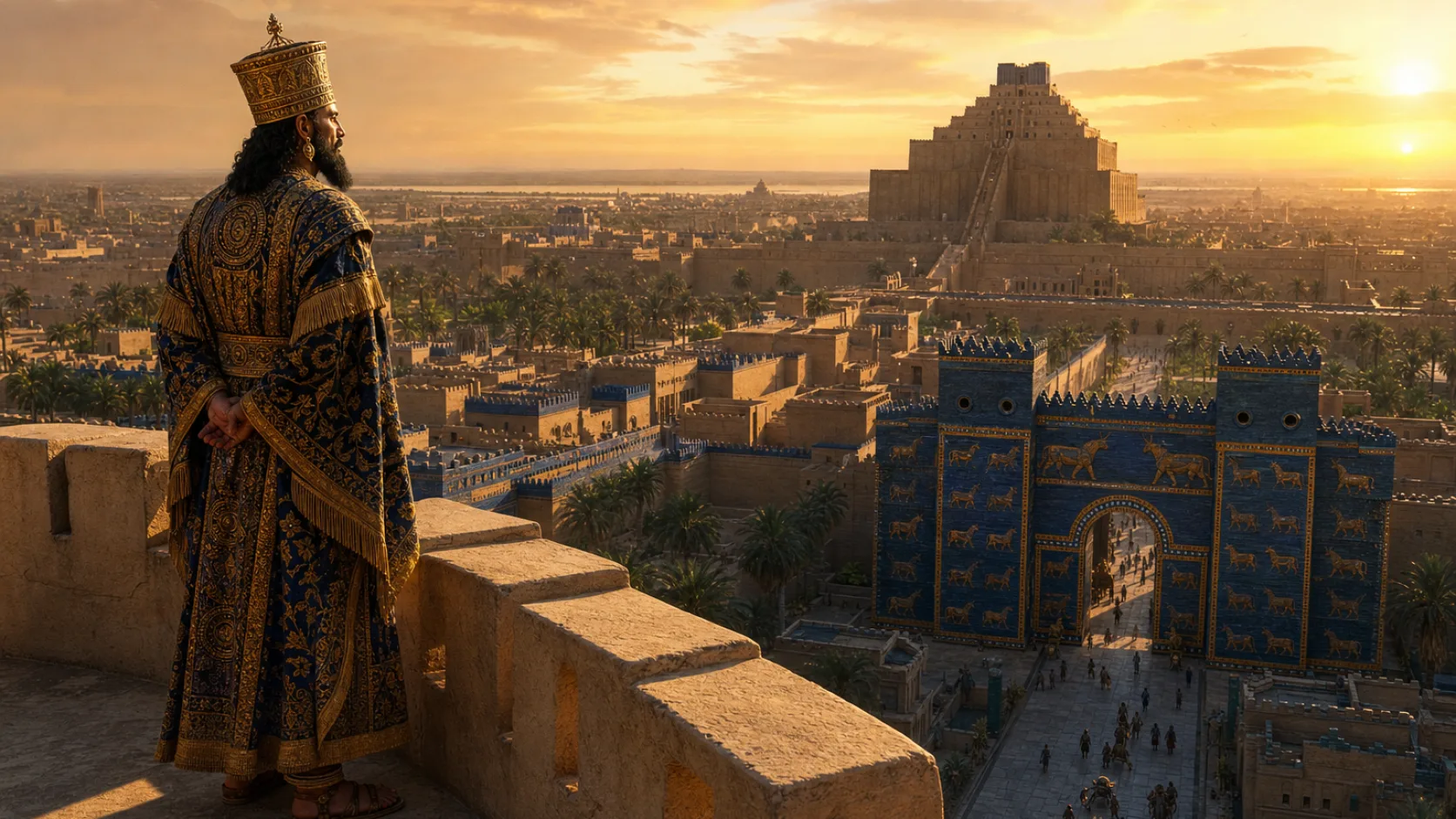 Biblical scene illustrating Nebuchadnezzar Boasts about the Greatness of Babylon
