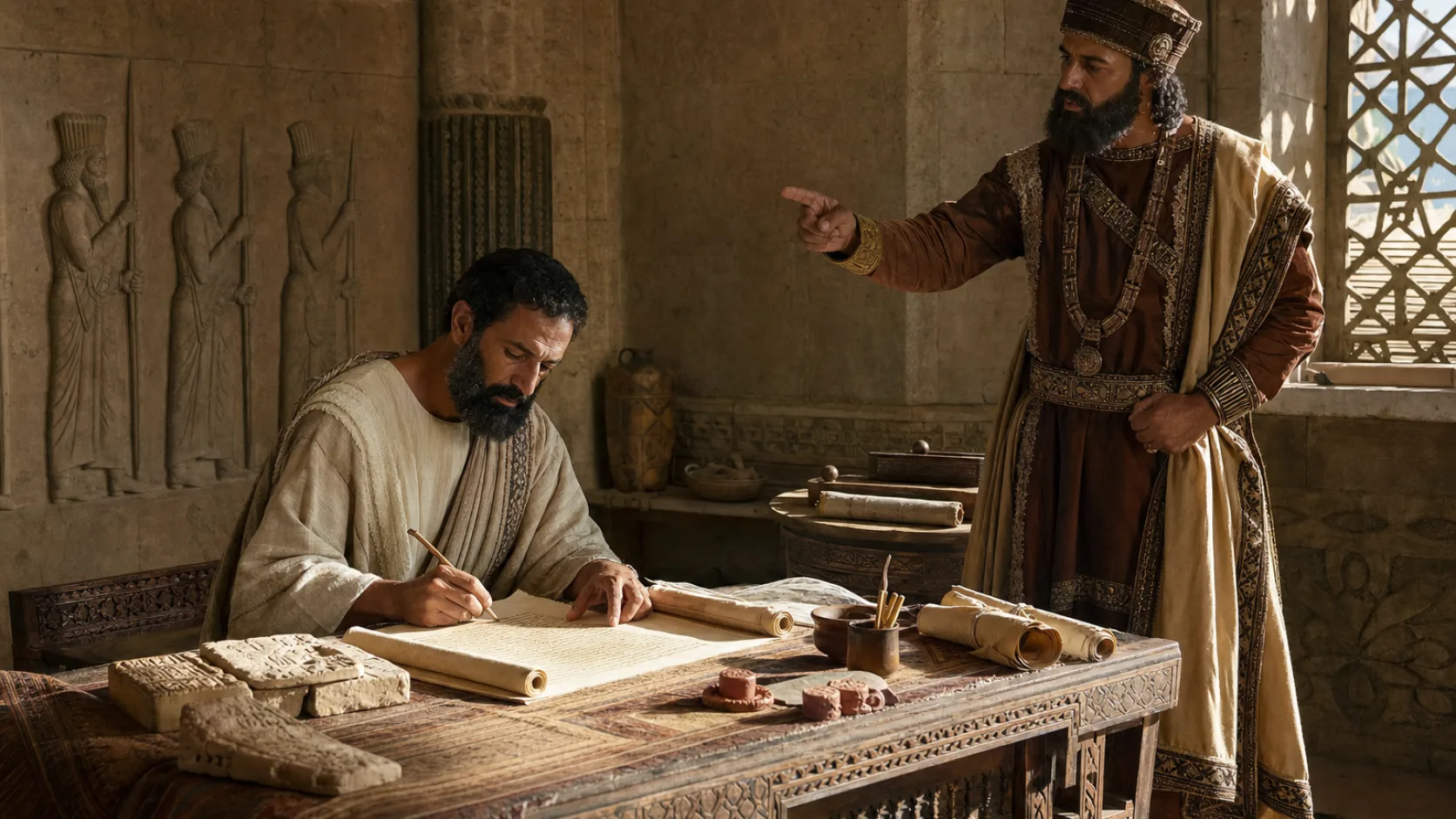 Biblical scene illustrating Opponents Send Accusations against Jerusalem to the Persian King