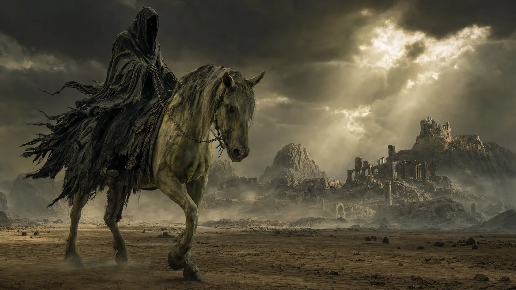 Pale Horse in a detailed biblical historical scene