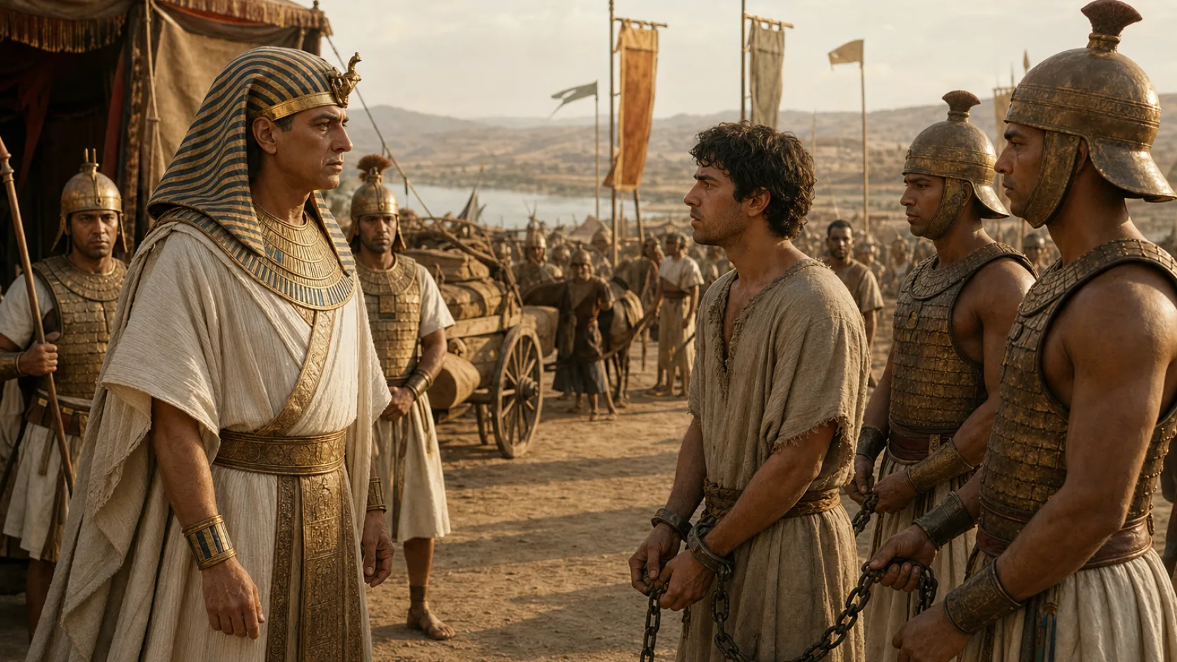 Biblical scene illustrating Pharaoh Neco Imprisons Jehoahaz