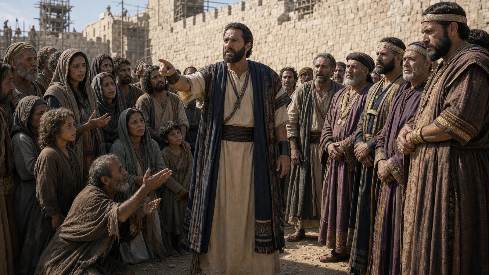 Biblical scene illustrating Poor Jews Cry Out against Economic Oppression
