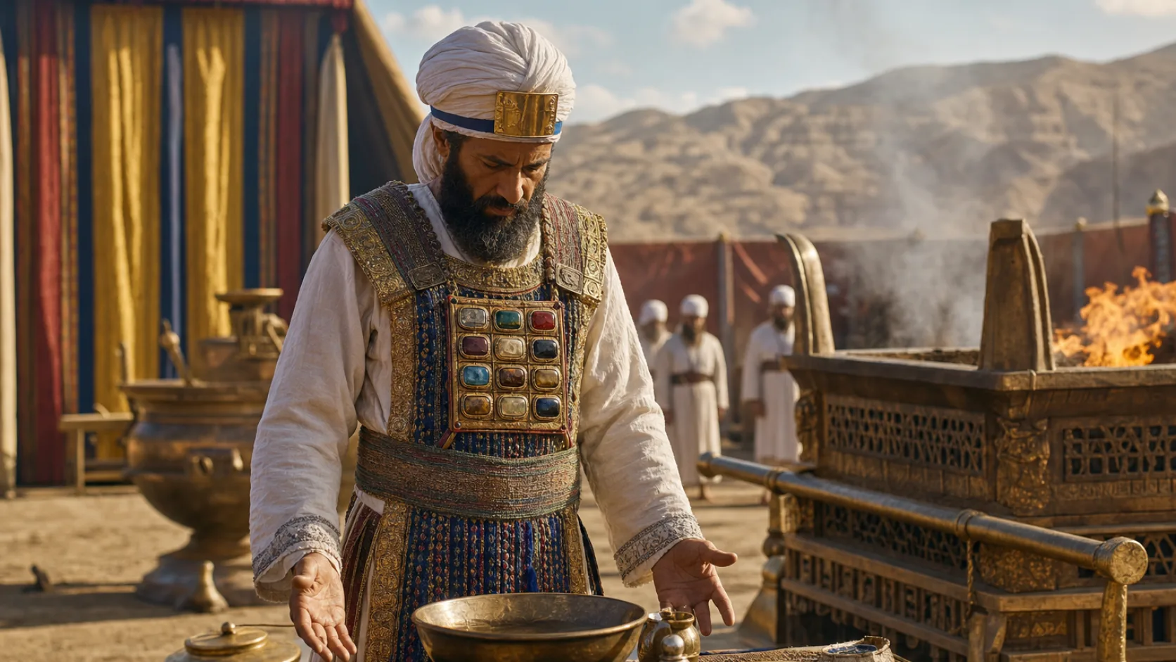 Priestly Turban in a detailed biblical historical scene