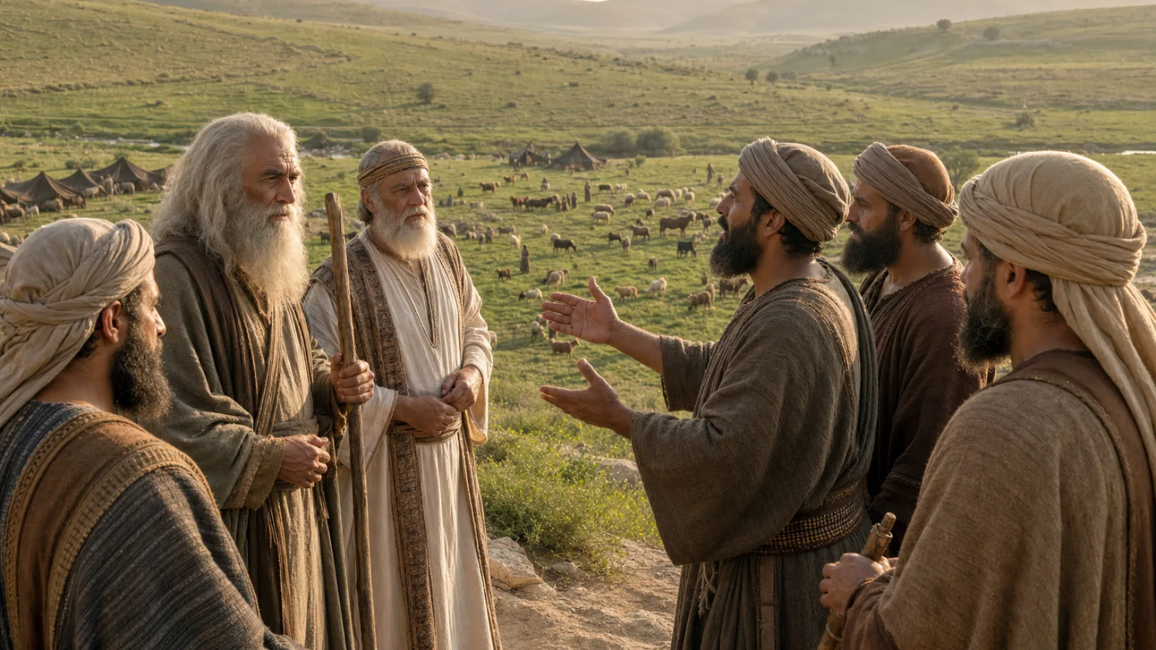 Biblical scene illustrating Reuben and Gad Request Land East of the Jordan