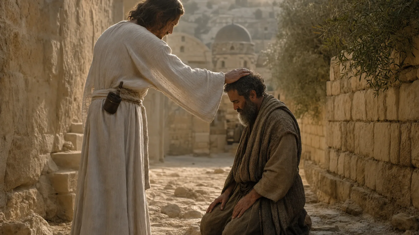 Seal on the Forehead in a detailed biblical historical scene