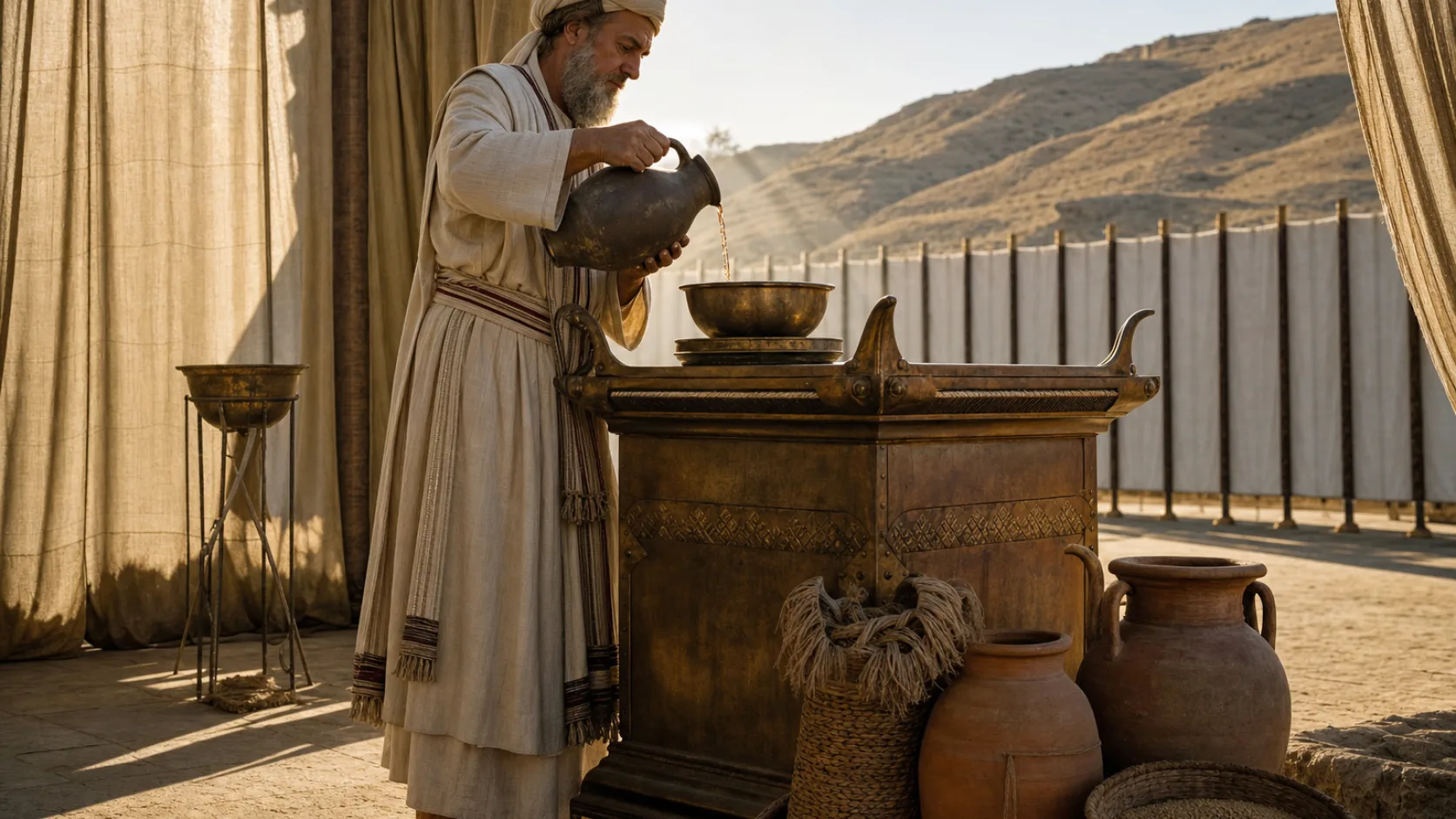 Strong Drink in a detailed biblical historical scene
