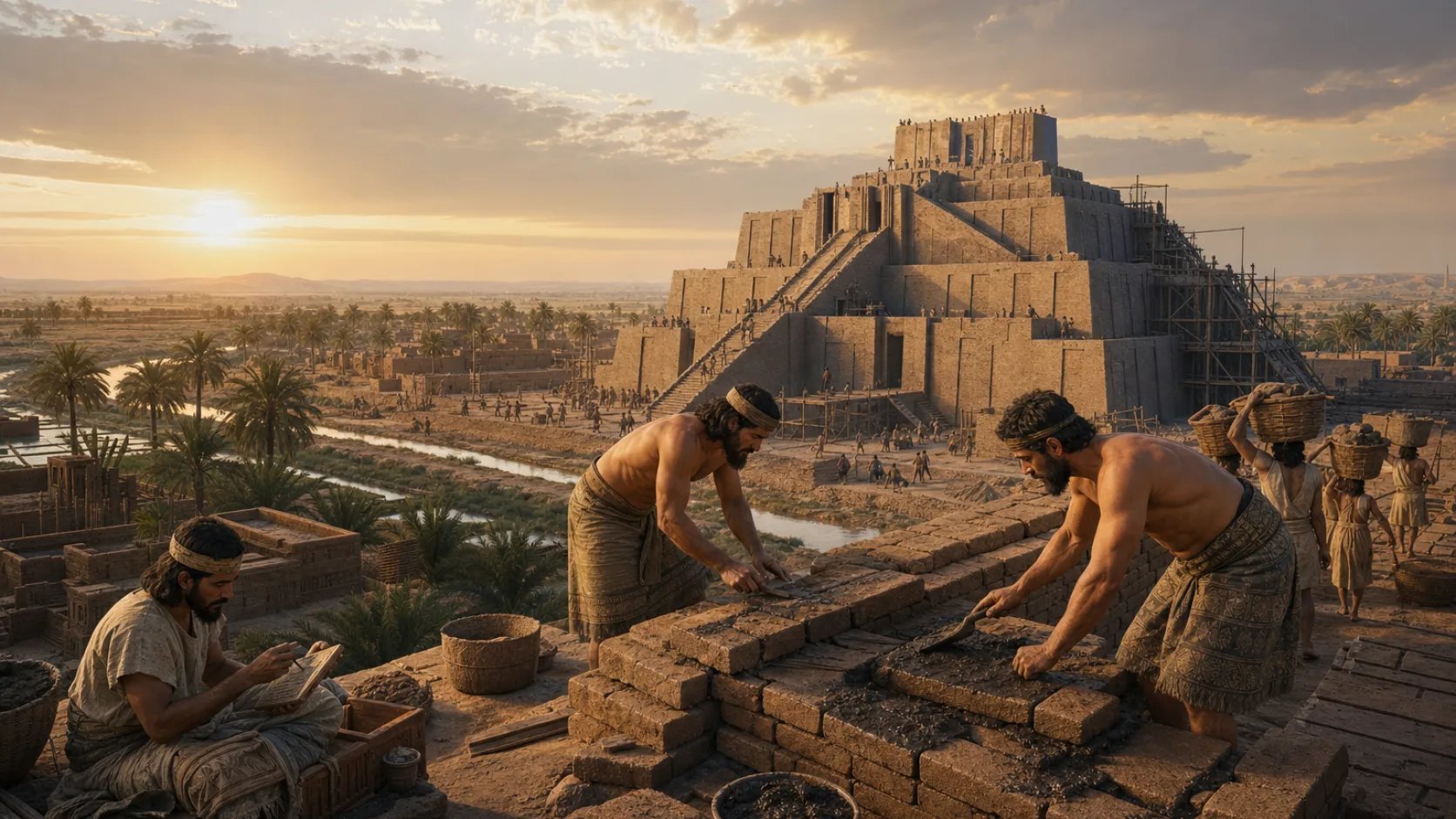 Sumerians in a biblical historical scene