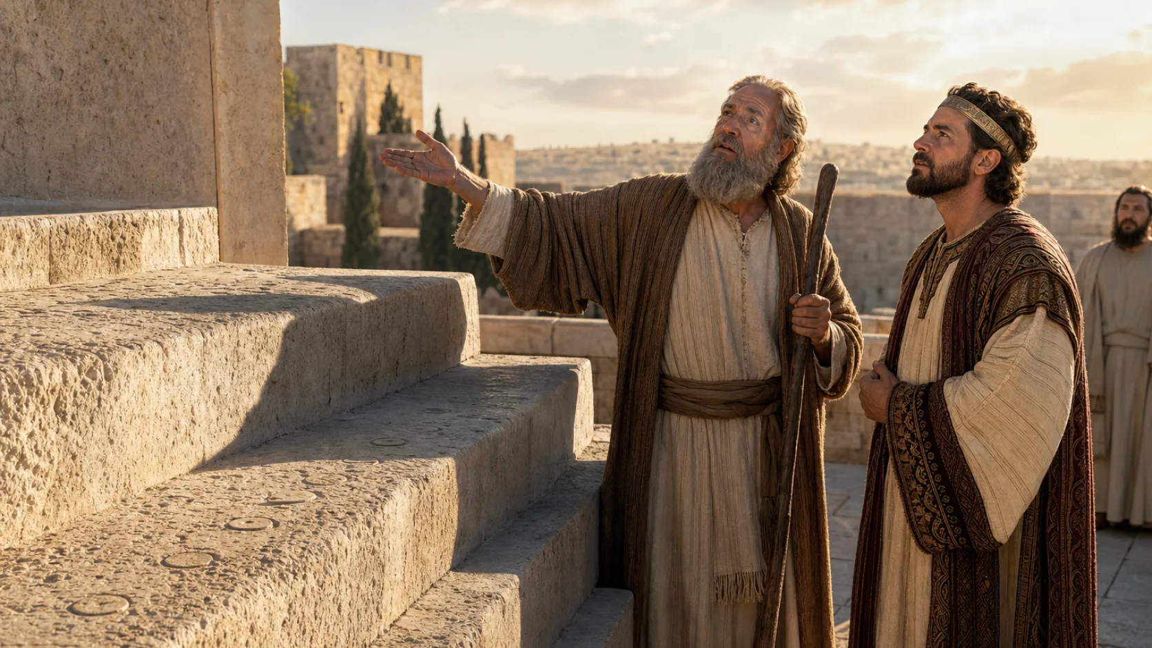 Biblical scene illustrating The Shadow Moves Backward as a Sign to Hezekiah
