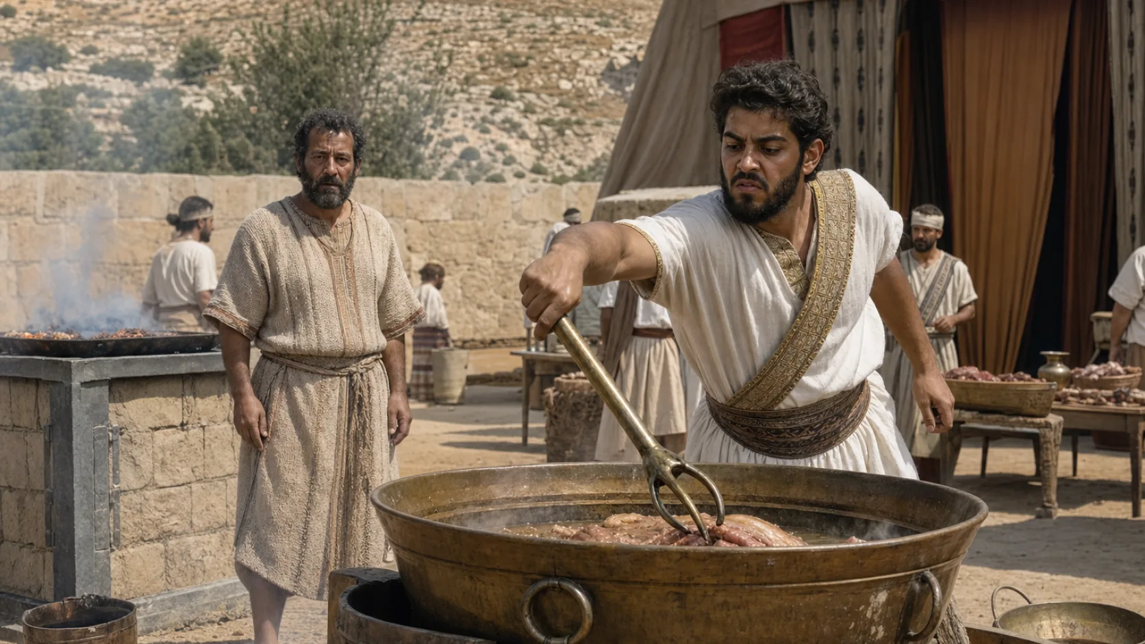Biblical scene illustrating The Sons of Eli Corrupt the Priesthood