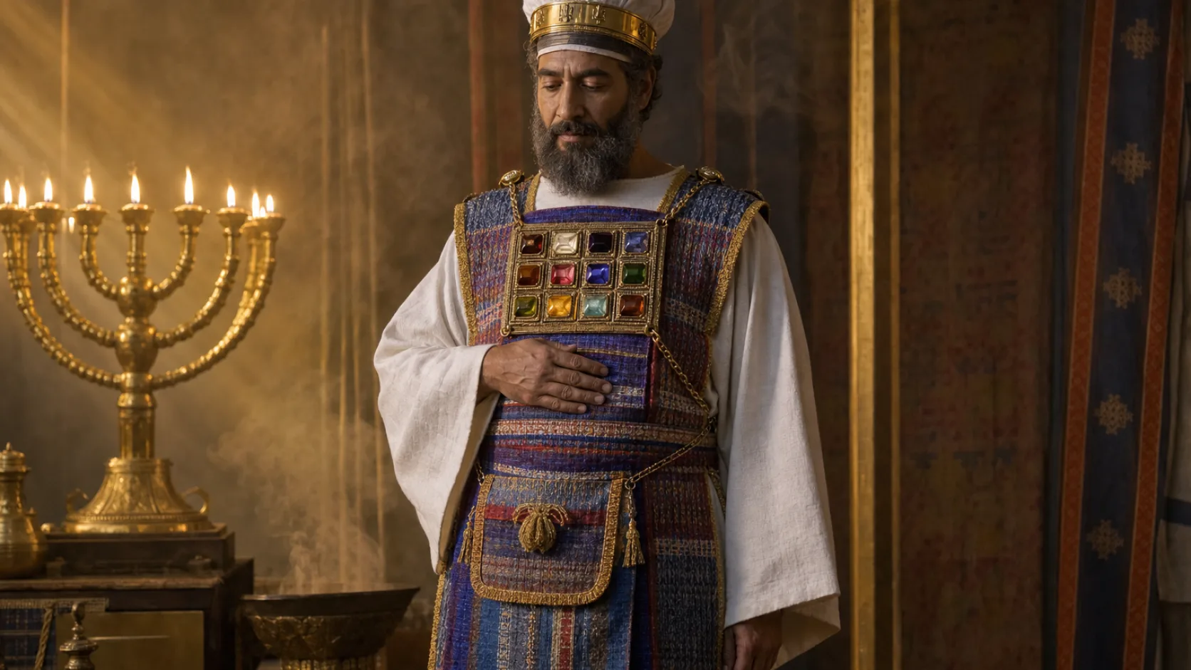 Thummim in a detailed biblical historical scene